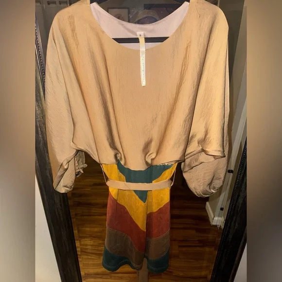 Uncle Frank Tan Textured Patchwork Dress - Picture 4 of 8